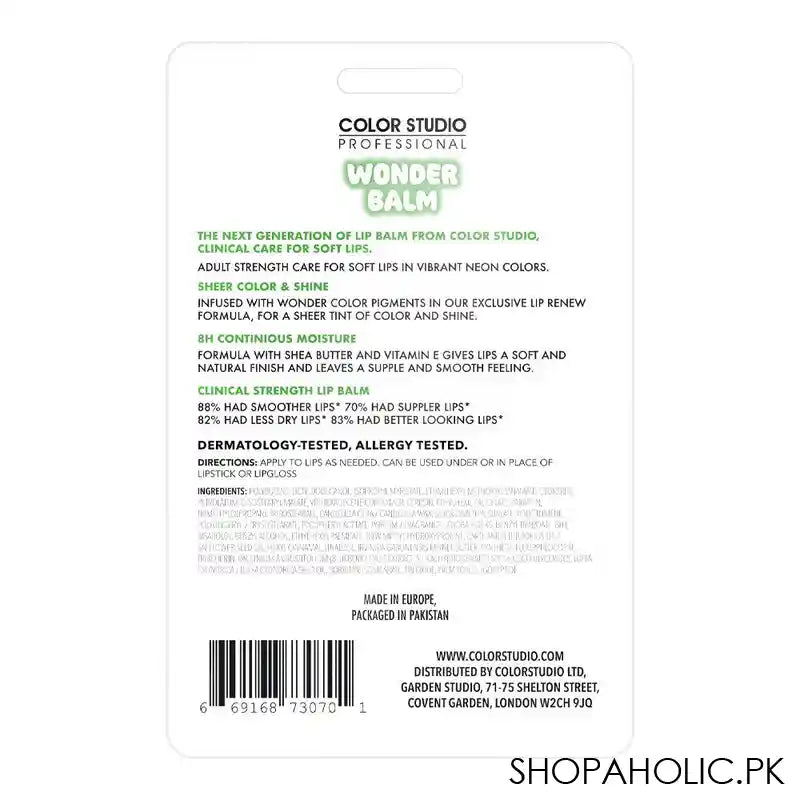 Color Studio Wonder Moisturising Lip Balm, Mint - Image 2