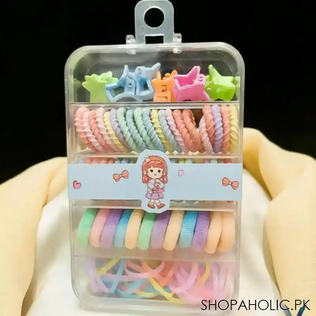colorful hair rubber bands set with organizer box image2