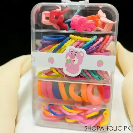 colorful hair rubber bands set with organizer box image3
