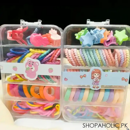 colorful hair rubber bands set with organizer box image4