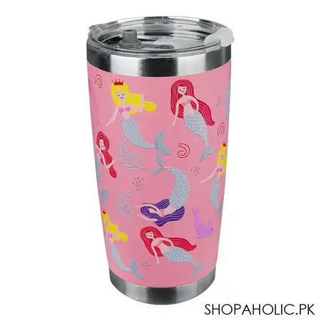 Colorful Mermaid Theme Stainless Steel Tumbler Water Bottle, Insulated Travel Mug, Pink, GWT526 - Image 2