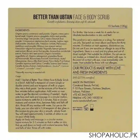 conatural better than ubtan face & body scrub, 10 sachets, all skin types, 100g image2