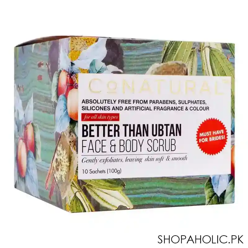 conatural better than ubtan face & body scrub, 10 sachets, all skin types, 100g main image