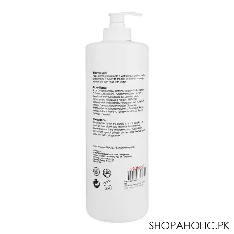 CoNatural Professional Keratin Shampoo, Sulfate Free, 1Ltr - Image 2