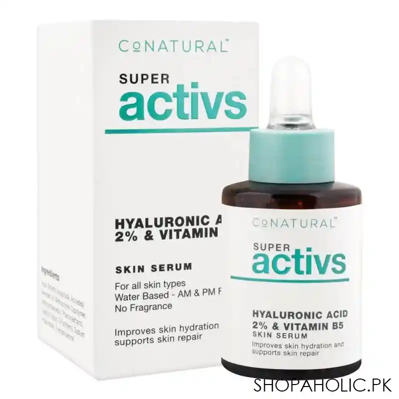 conatural super activs hyaluronic acid 2% & vitamin b5 skin serum, for all skin types, 30ml main image