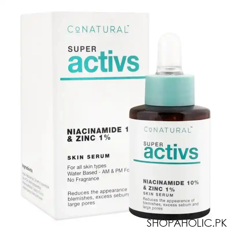 conatural super activs niacinamide 10% & zinc 1% skin serum, for all skin types, 30ml main image