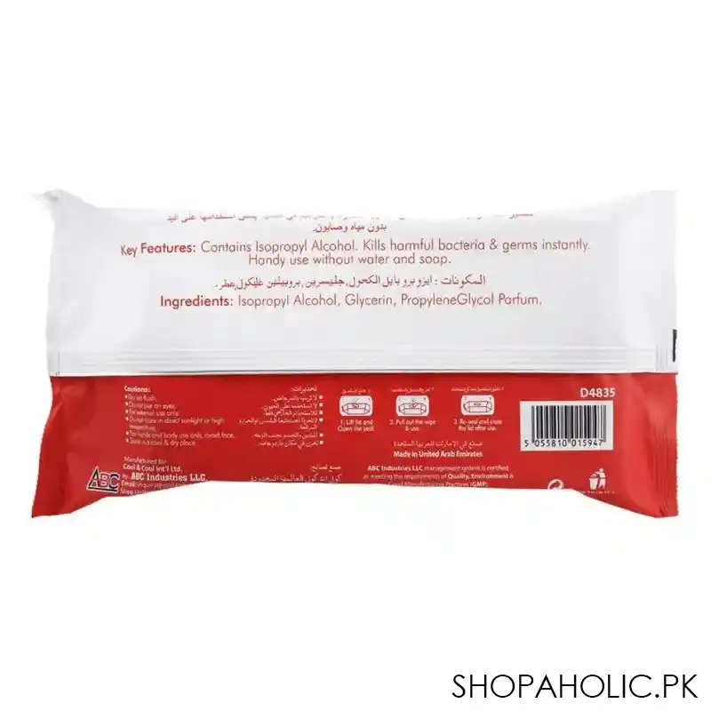 cool & cool anti bacterial disinfectant wipes, 40 pack image2