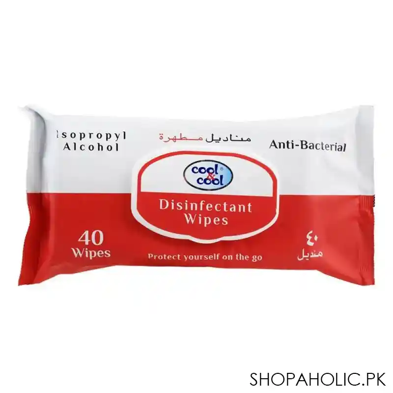 cool & cool anti bacterial disinfectant wipes, 40 pack main image