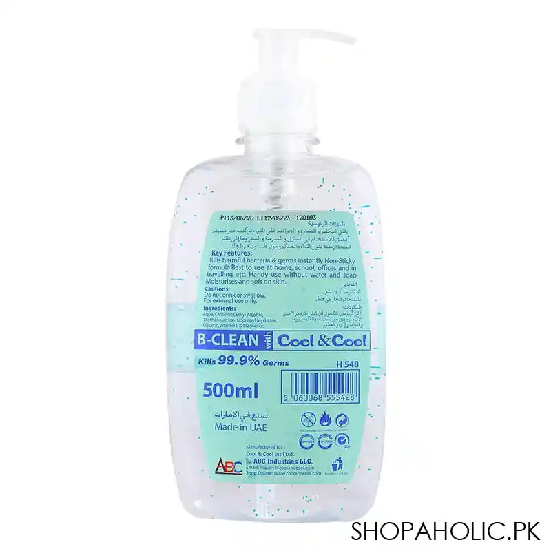 Cool & Cool Aqua Fresh Hand Sanitizer, 500ml - Image 2