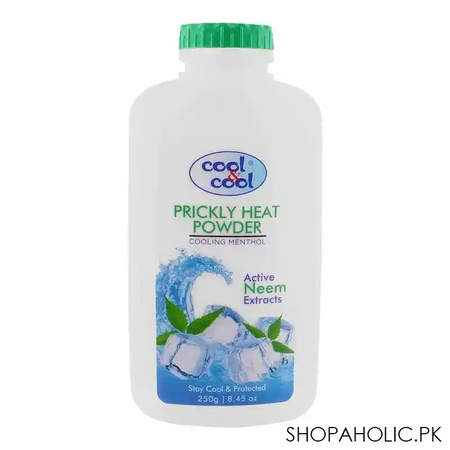 cool & cool cooling menthol active neem extract prickly heat powder, 250g main image