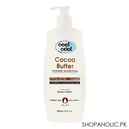 cool & cool intense nutrition cocoa butter + vitamin e body lotion, dry skin, 500ml main image