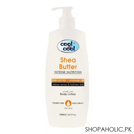 cool & cool intense nutrition shea butter + lavender oil body lotion, dry skin, 500ml main image