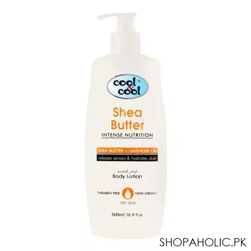 cool & cool intense nutrition shea butter + lavender oil body lotion, dry skin, 500ml main image