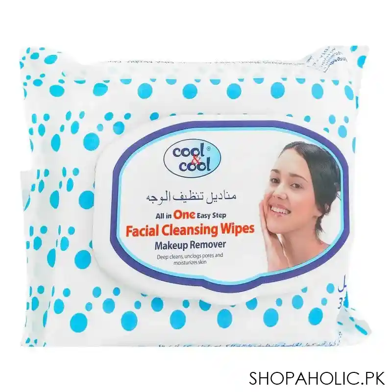 cool cool makeup remover facial cleansing wipes, 30 pack main image