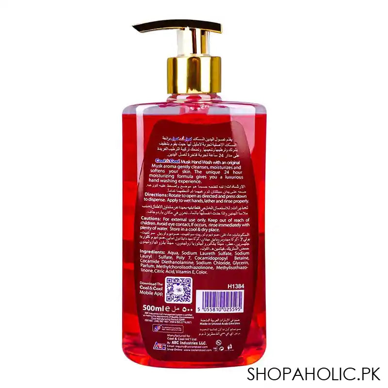 Cool & Cool Musk Anti-Bacterial Hand Wash, Alcohol-Free, 99% Germ-Killing Formula, 500ml - Image 3