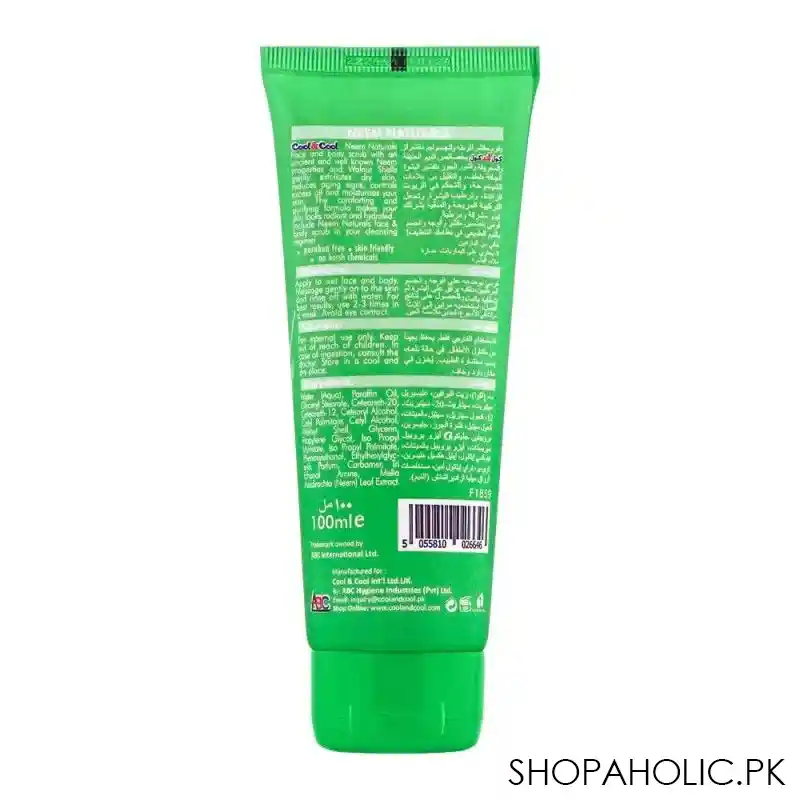 cool & cool neem naturals nourishing care face & body scrub, 100ml image2