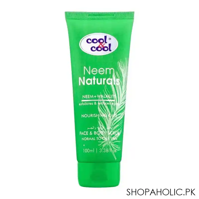cool & cool neem naturals nourishing care face & body scrub, 100ml main image