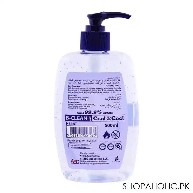cool & cool travelling hand sanitizer 500ml image2