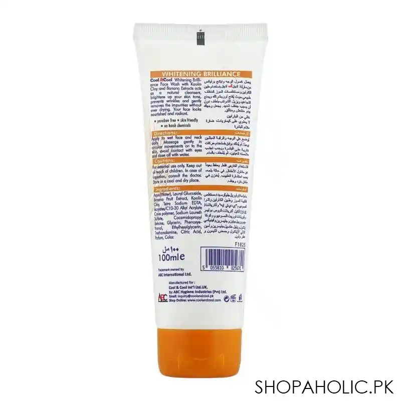 cool & cool whitening brilliance nourishing care face wash, 100ml image2