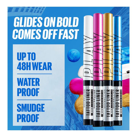 Maybelline Tattoo Play Liquid Eyeliner, Waterproof, 2.1ml, Switch-Metallic Blue - Image 4
