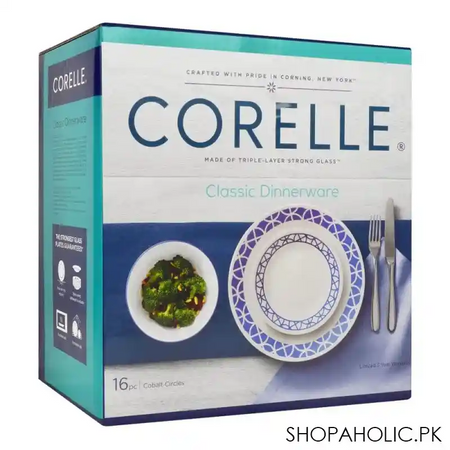 corelle classic dinnerware set, cobalt circles 16 pack, 16s cbc ph image2