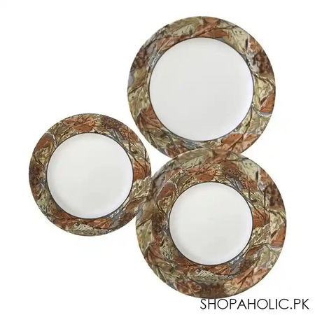 corelle impressions plate set, woodland leaves, 18 pieces main image