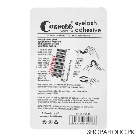 Cosmee Eye Lashes Adhesive Glue, Waterproof, Dark-Tone, Blends With Black & Brown Lashes - Image 2