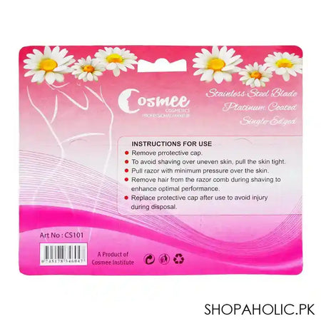 Cosmee Prep Body Razors, Stainless Steel Blade, Single-Edged, Platinum Coated, 6-Pack - Image 3