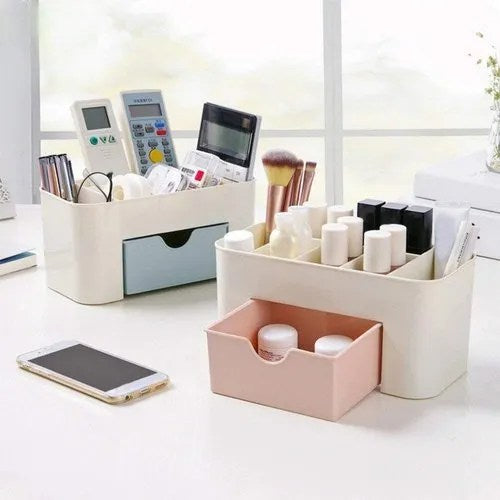 Portable Desktop Storage Box Plastic Scissors Organizer Jewelry Nail Polish Pen Makeup Brushes Kit Container Tool main image