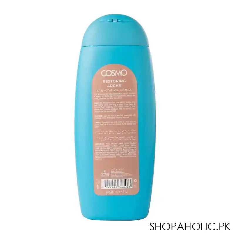 Cosmo Argan Restoring Shampoo, Reduce Hair Breakage, 400ml - Image 3
