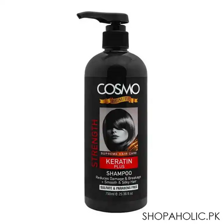 cosmo beaute strength keratin plus shampoo, reduces damage & breakage, 750ml main image