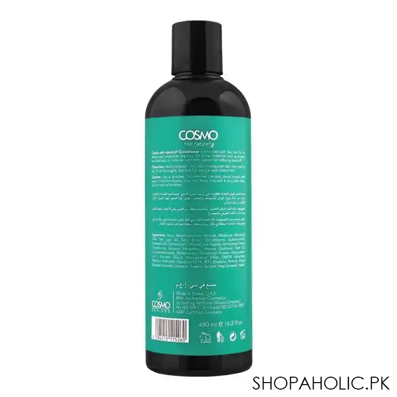cosmo hair naturals anti dandruff tea tree oil conditioner, hair & scalp therapy, 480ml image2