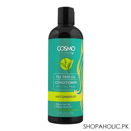 cosmo hair naturals anti dandruff tea tree oil conditioner, hair & scalp therapy, 480ml main image