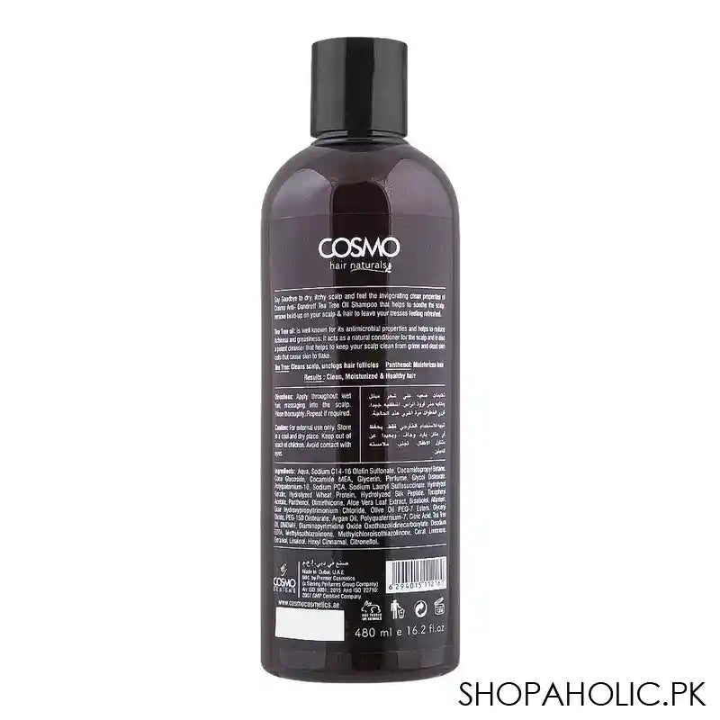 Cosmo Hair Naturals Anti-Dandruff Tea Tree Oil Shampoo, Hair & Scalp Therapy, Reduces Hair Fall, Soothe Scalp, 480ml - Image 2