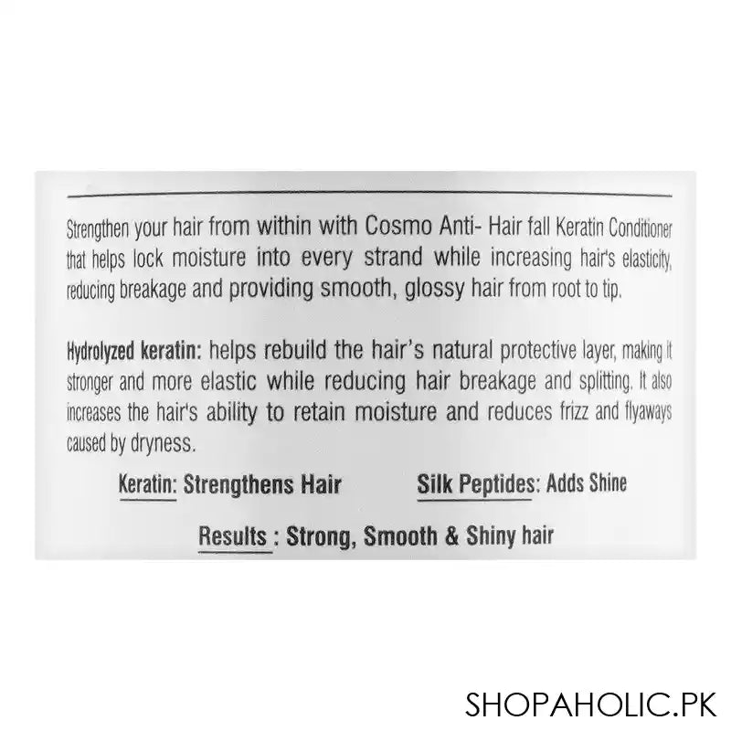 Cosmo Hair Naturals Anti-Hair Fall Keratin Conditioner, Straight & Shiny Hair, Reduces Hair Breakage, 480ml - Image 3