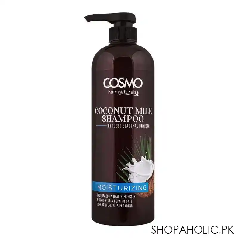 cosmo hair naturals coconut milk moisturizing shampoo, strengthens & repairs hair, 1000ml main image