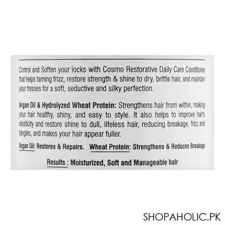 Cosmo Hair Naturals Gentle Daily Care, Argan Oil & Wheat Protein Conditioner, Strengthens & Repairs Hair, 480ml - Image 3
