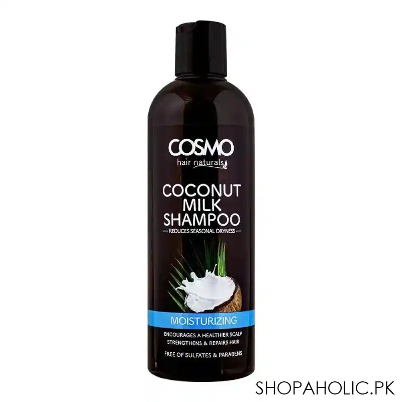 cosmo hair naturals moisturizing coconut milk shampoo, reduces seasonal dryness, 480ml main image
