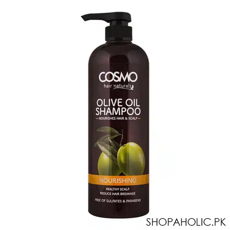 cosmo hair naturals olive oil nourishing shampoo, reduce hair breakage, 1000ml main image