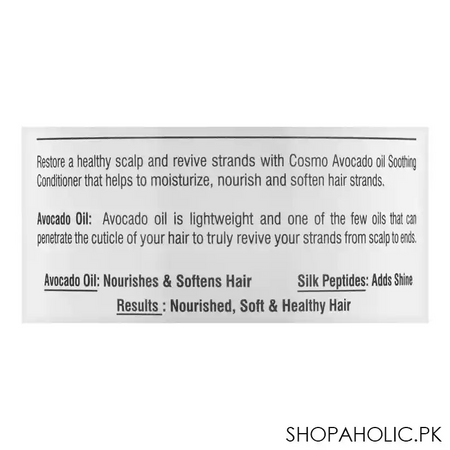 cosmo hair naturals soothing avocado conditioner, combat dry & damaged hair, 480ml image3
