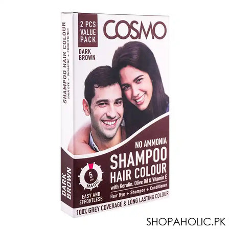 Cosmo No Ammonia Shampoo Hair Color, 2-Pack, Dark Brown - Main Image
