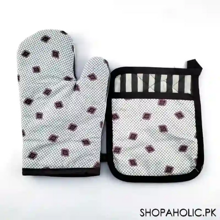 cotton oven glove with pot holder image2
