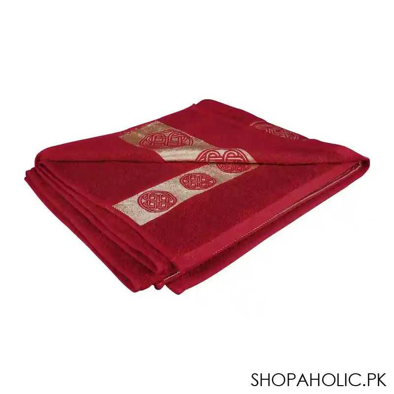 Cotton Tree Jacquard New Fancy Bath Sheet, 90x150, Maroon - Main Image