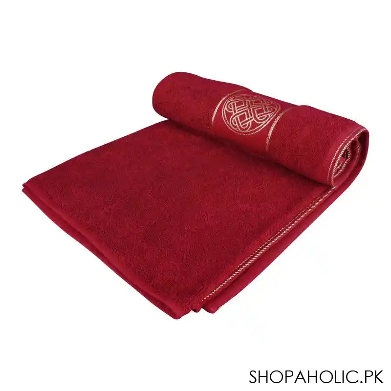 Cotton Tree Jacquard New Fancy Bath Sheet, 90x150, Maroon - Image 2