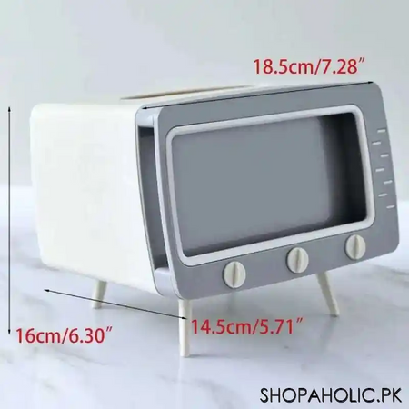 creative tv tissue box storage organizer with mobile phone holder image3