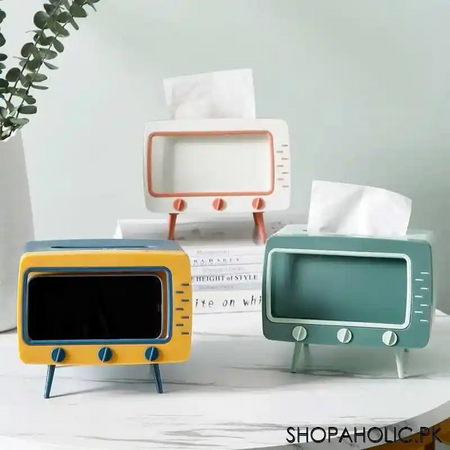 creative tv tissue box storage organizer with mobile phone holder image5