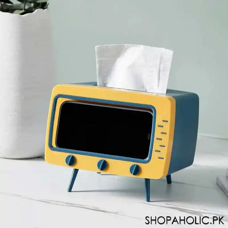 creative tv tissue box storage organizer with mobile phone holder image8