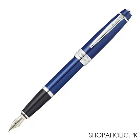cross bailey blue lacquer fountain pen with stainless steel, medium nib, at0456 12ms main image