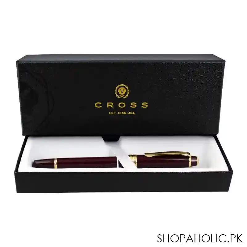 cross bailey lightly polished burgundy resin and gold tone fountain pen, at0746 11mf image4