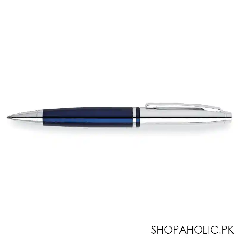 cross calais chrome/blue lacquer ballpoint pen, blue/chrome, with black medium tip, at0112 3 image2